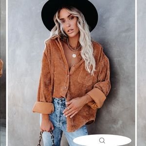 VICI Kamryn Corduroy Button Down Pocket Top